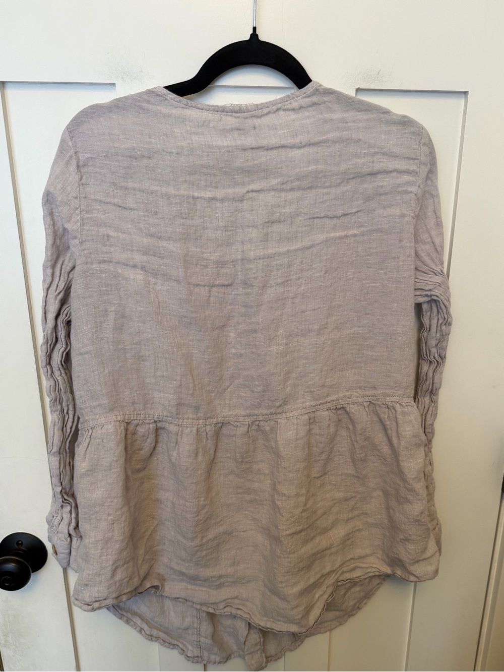 Sigrid Olsen 100% Linen Roll Tab Sleeve Button Down Top Lagenlook Pintuck Size L - Picture 2 of 4